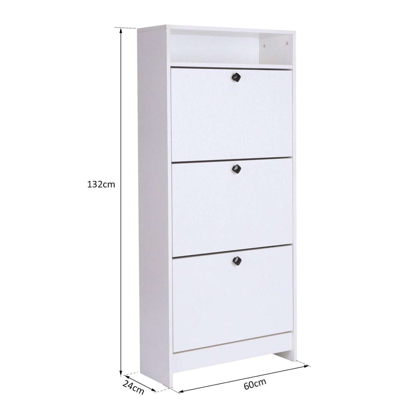 HOMCOM Shoe Storage Cabinet: 3 Drawers, Chipboard - White - ALL4U RETAILER LTD