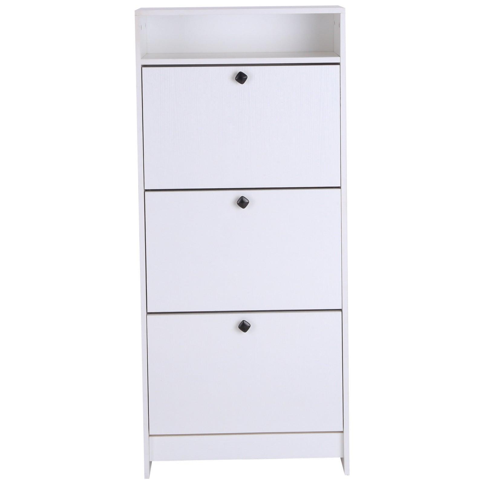 HOMCOM Shoe Storage Cabinet: 3 Drawers, Chipboard - White - ALL4U RETAILER LTD