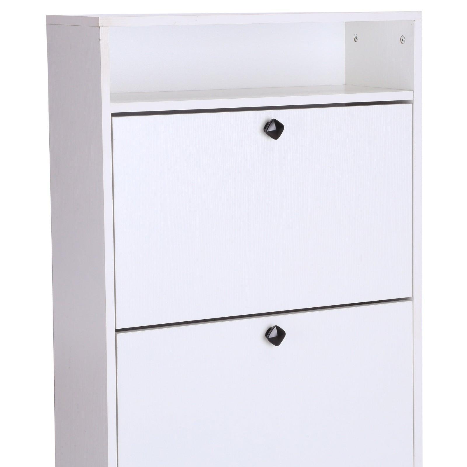 HOMCOM Shoe Storage Cabinet: 3 Drawers, Chipboard - White - ALL4U RETAILER LTD