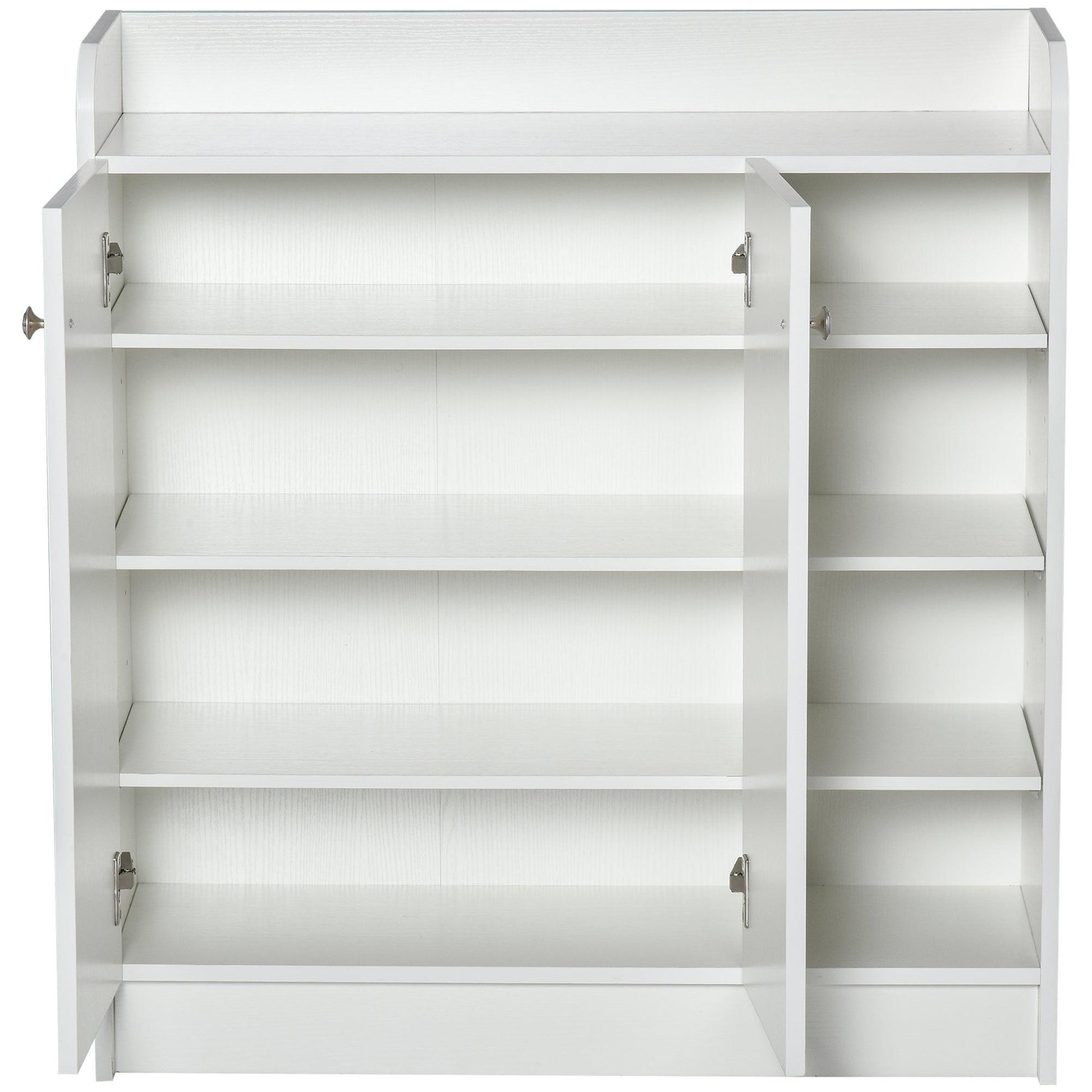 HOMCOM Shoe Storage Cabinet - White 2 Door Cupboard - ALL4U RETAILER LTD