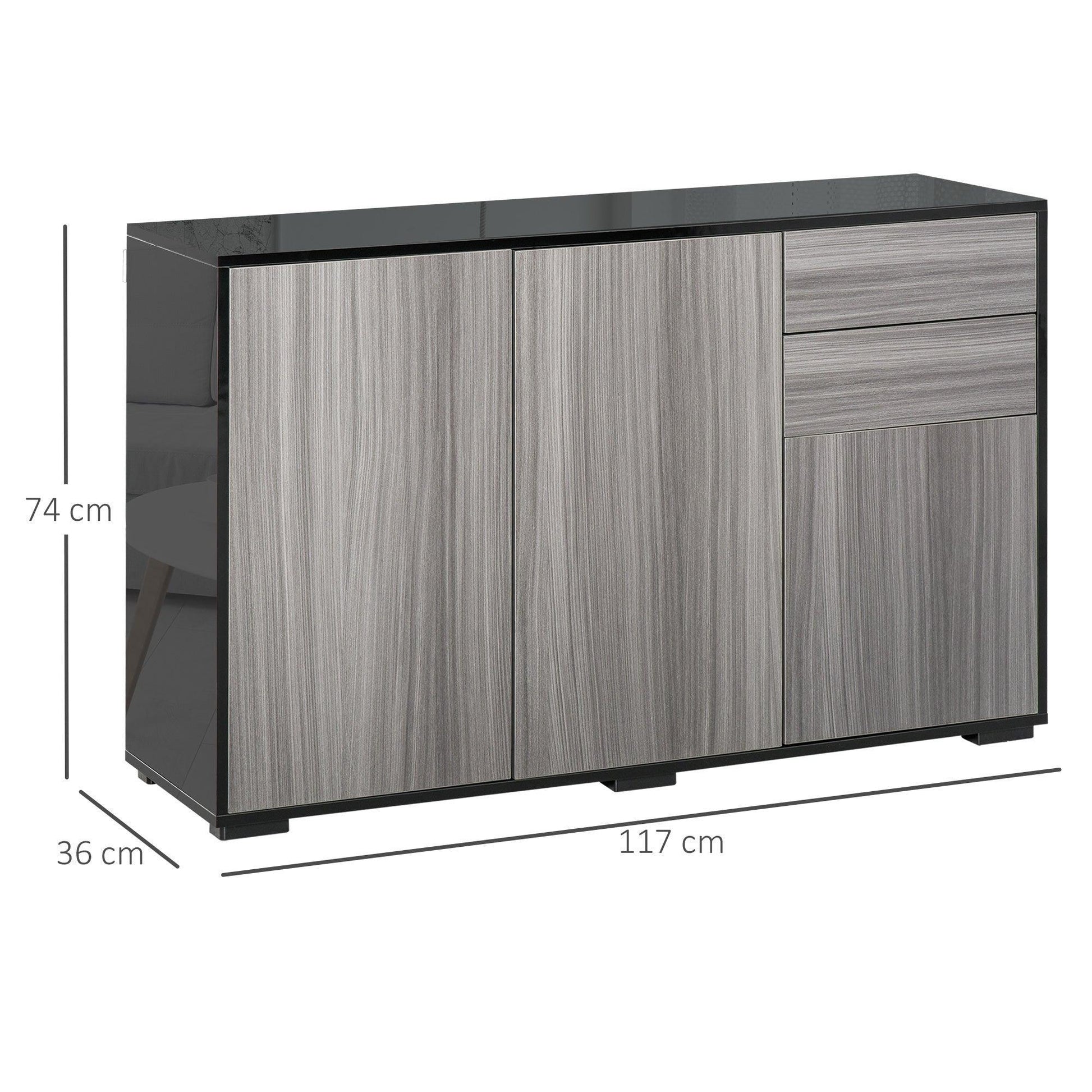 HOMCOM Sideboard: Modern 2-Drawer Cabinet - ALL4U RETAILER LTD