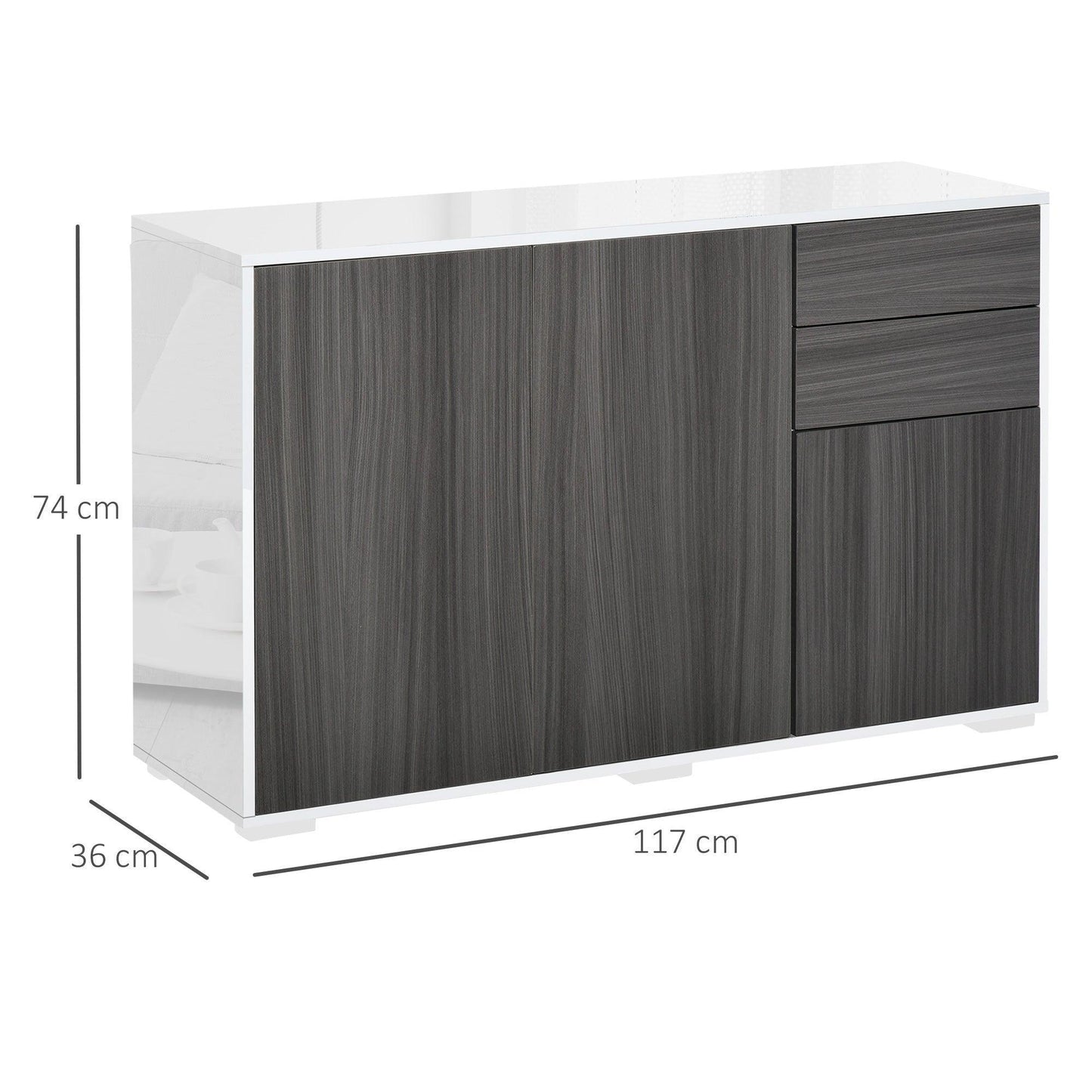 HOMCOM Sideboard: Stylish 2-Drawer Cabinet - ALL4U RETAILER LTD