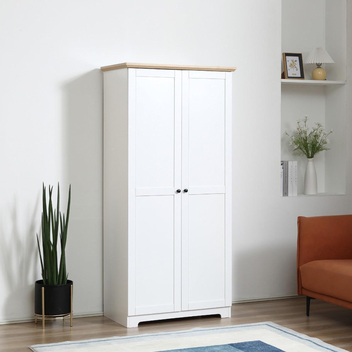 HOMCOM Simple White Wooden Storage Cabinet - 4 Shelves - ALL4U RETAILER LTD