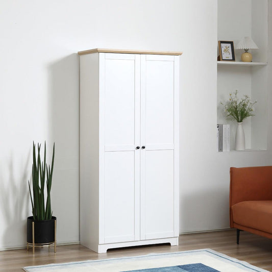 HOMCOM Simple White Wooden Storage Cabinet - 4 Shelves - ALL4U RETAILER LTD