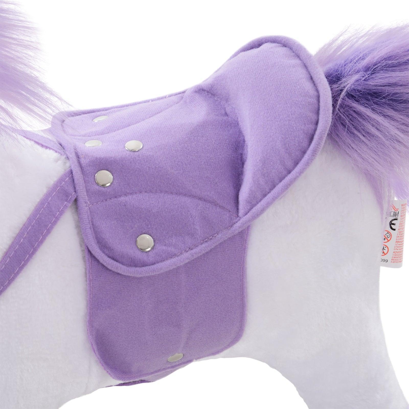 HOMCOM Sit-On Unicorn Horse Plush with Wheels - Safe and Fun - ALL4U RETAILER LTD