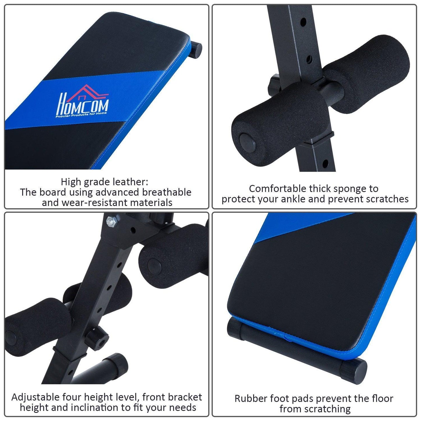 HOMCOM Sit-up Bench - Black/Blue - ALL4U RETAILER LTD