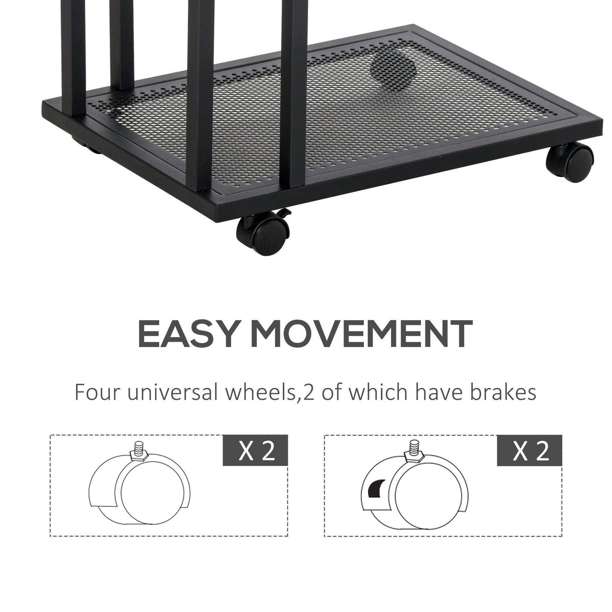 HOMCOM Sleek Mobile Coffee Table with Rolling Castors - ALL4U RETAILER LTD