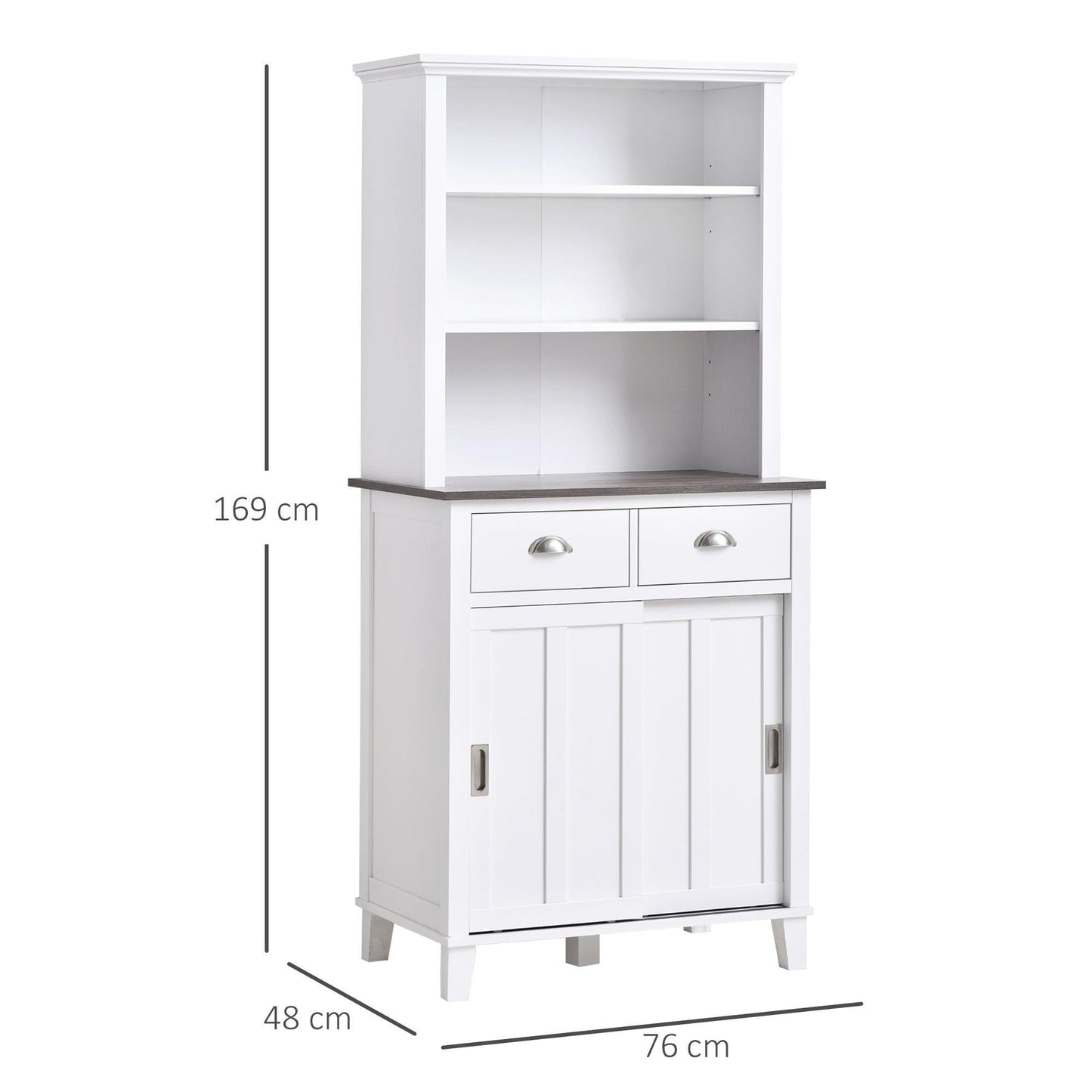 HOMCOM Sliding Door Storage Cabinet, Adjustable Shelves - ALL4U RETAILER LTD