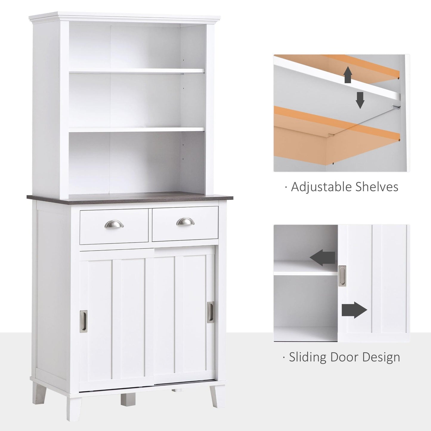 HOMCOM Sliding Door Storage Cabinet, Adjustable Shelves - ALL4U RETAILER LTD