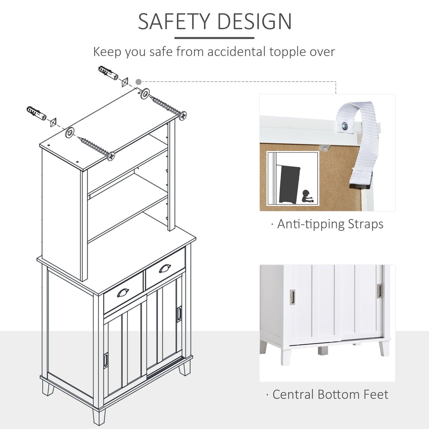 HOMCOM Sliding Door Storage Cabinet, Adjustable Shelves - ALL4U RETAILER LTD