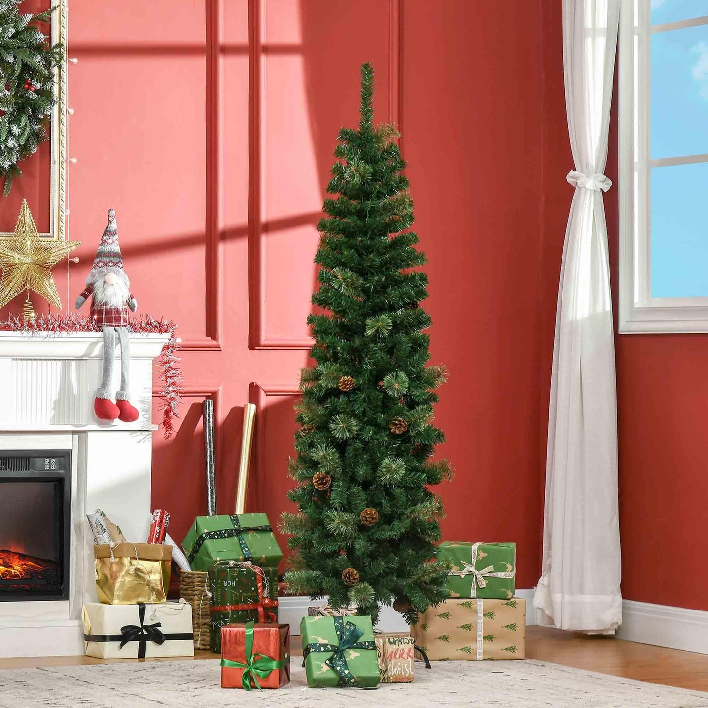 HOMCOM Slim 5.5' HOMCOM Pine Needle Christmas Tree - ALL4U RETAILER LTD