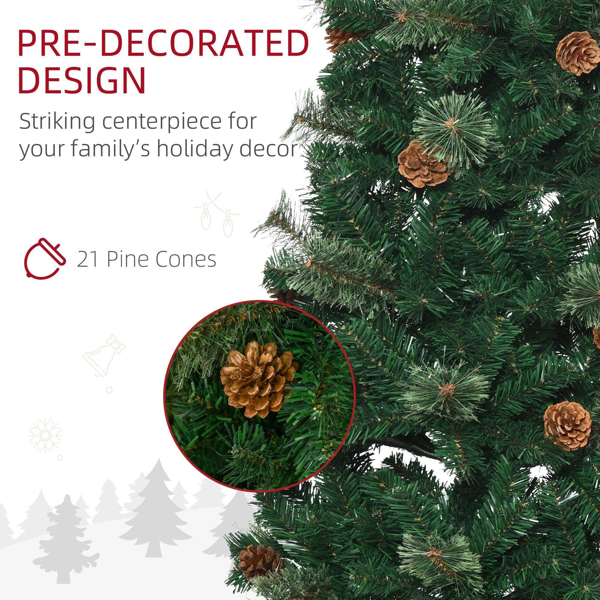 HOMCOM Slim 5.5' HOMCOM Pine Needle Christmas Tree - ALL4U RETAILER LTD