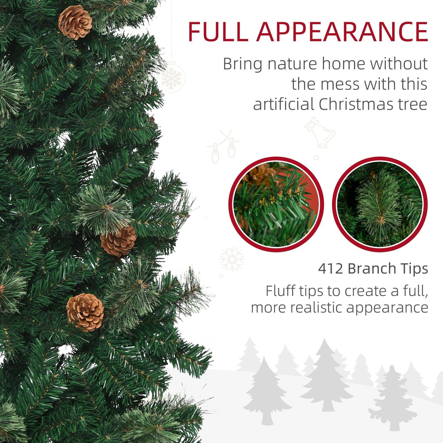 HOMCOM Slim 5.5' HOMCOM Pine Needle Christmas Tree - ALL4U RETAILER LTD