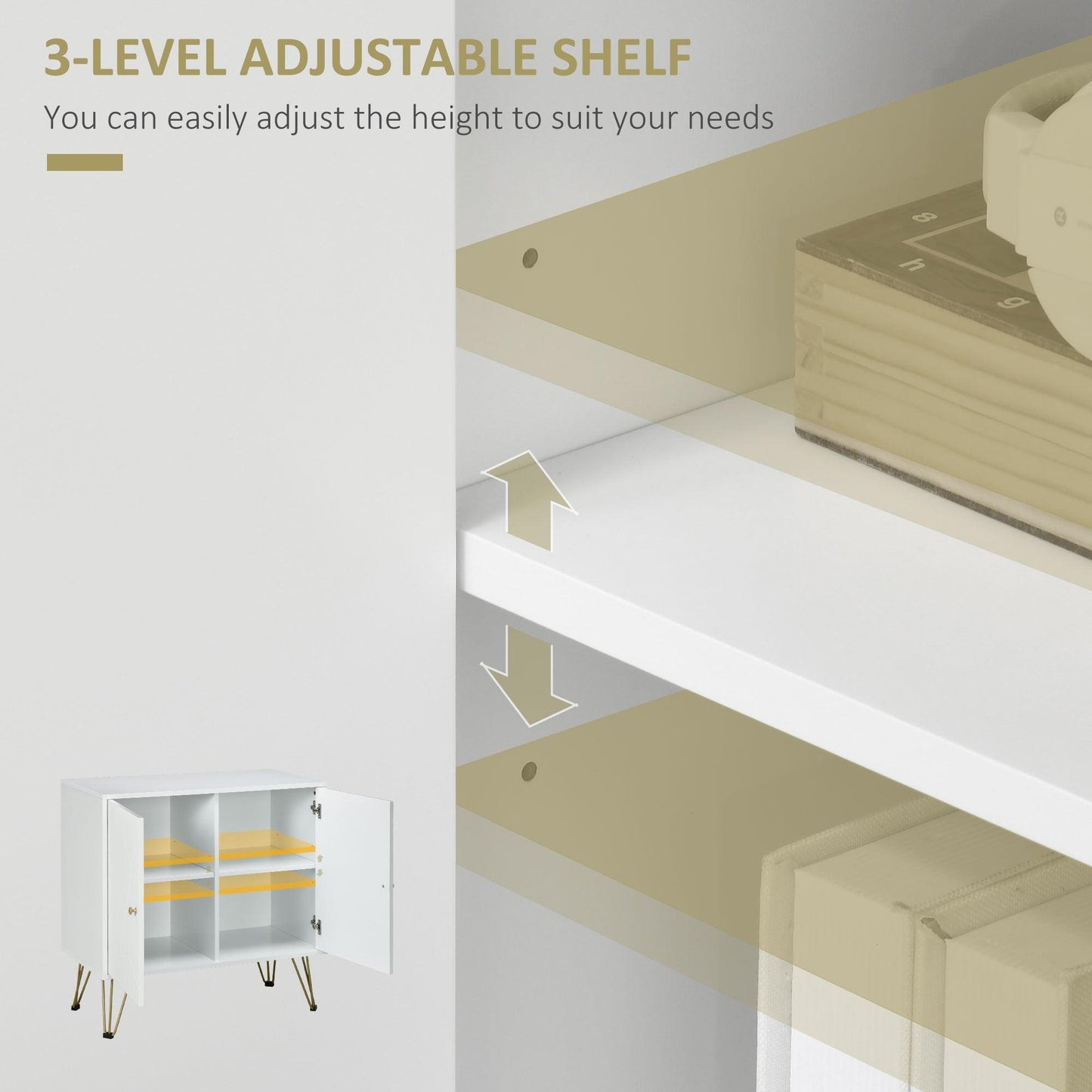 HOMCOM Slim White Storage Cabinet with Hairpin Legs - ALL4U RETAILER LTD