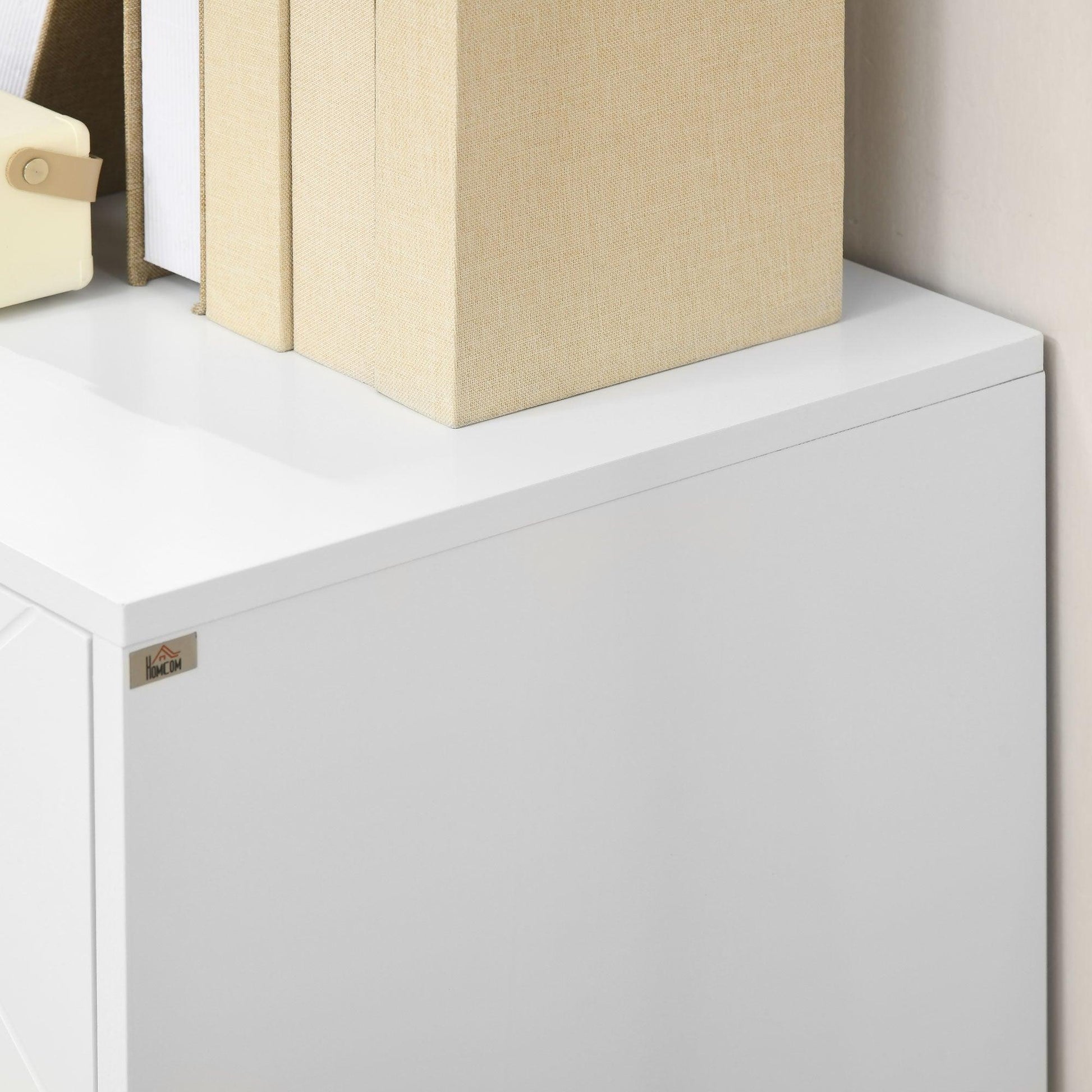 HOMCOM Slim White Storage Cabinet with Hairpin Legs - ALL4U RETAILER LTD