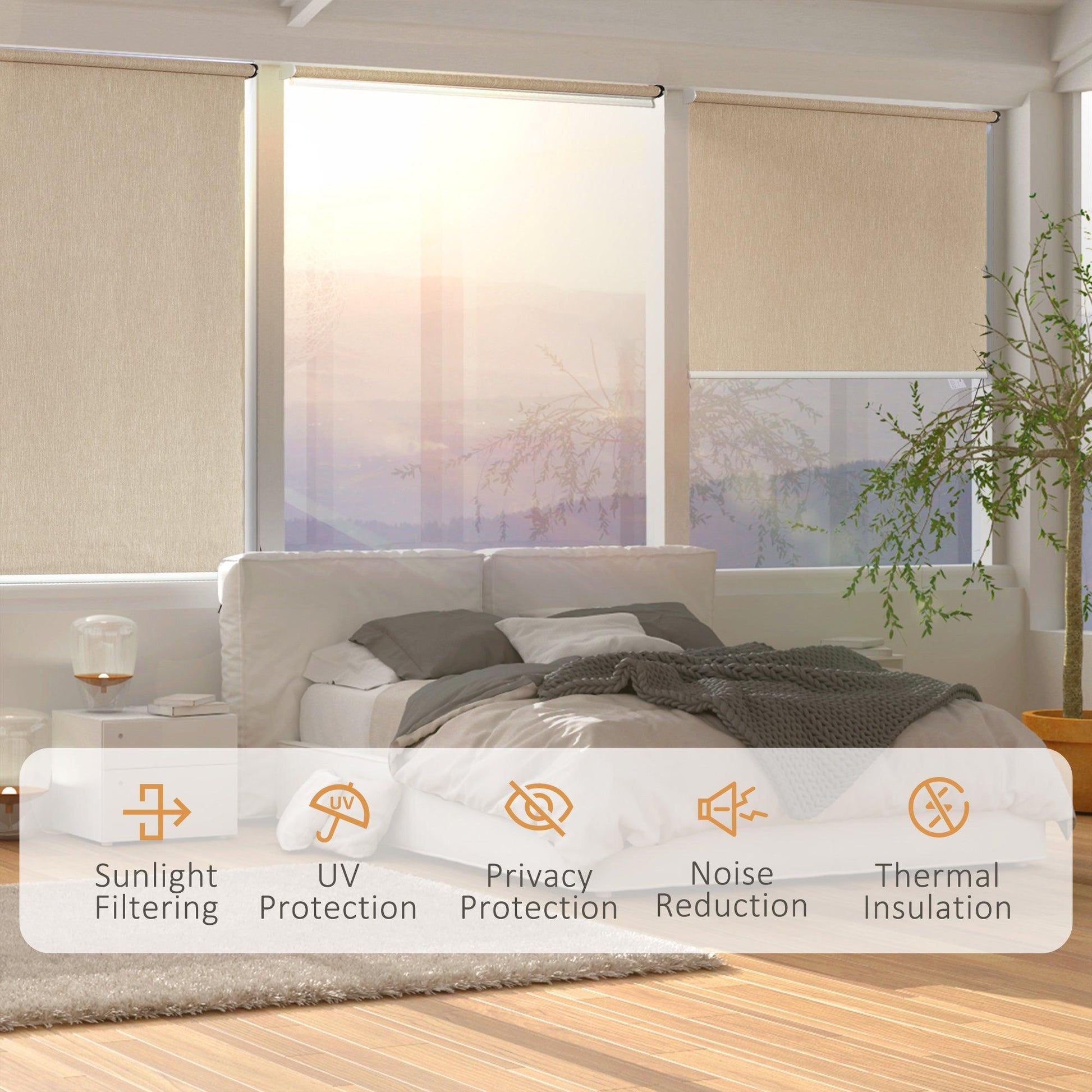 HOMCOM Smart Roller Blinds - Brown, 120x180cm - ALL4U RETAILER LTD