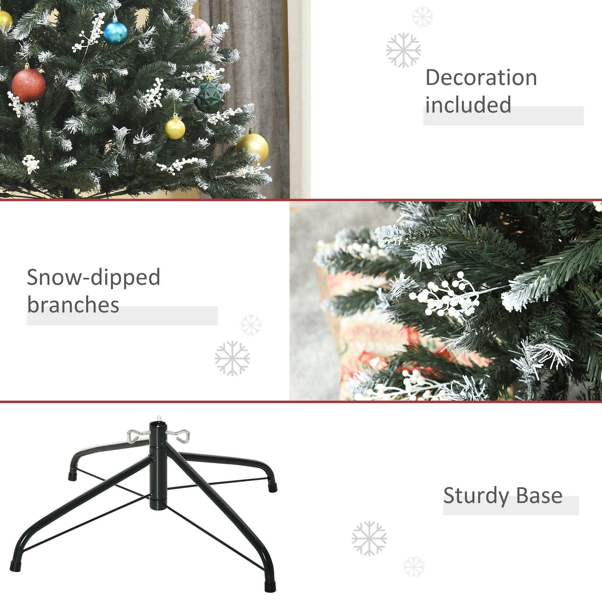 HOMCOM Snow-Dipped 6FT Christmas Tree - Indoor Holiday Decor - ALL4U RETAILER LTD