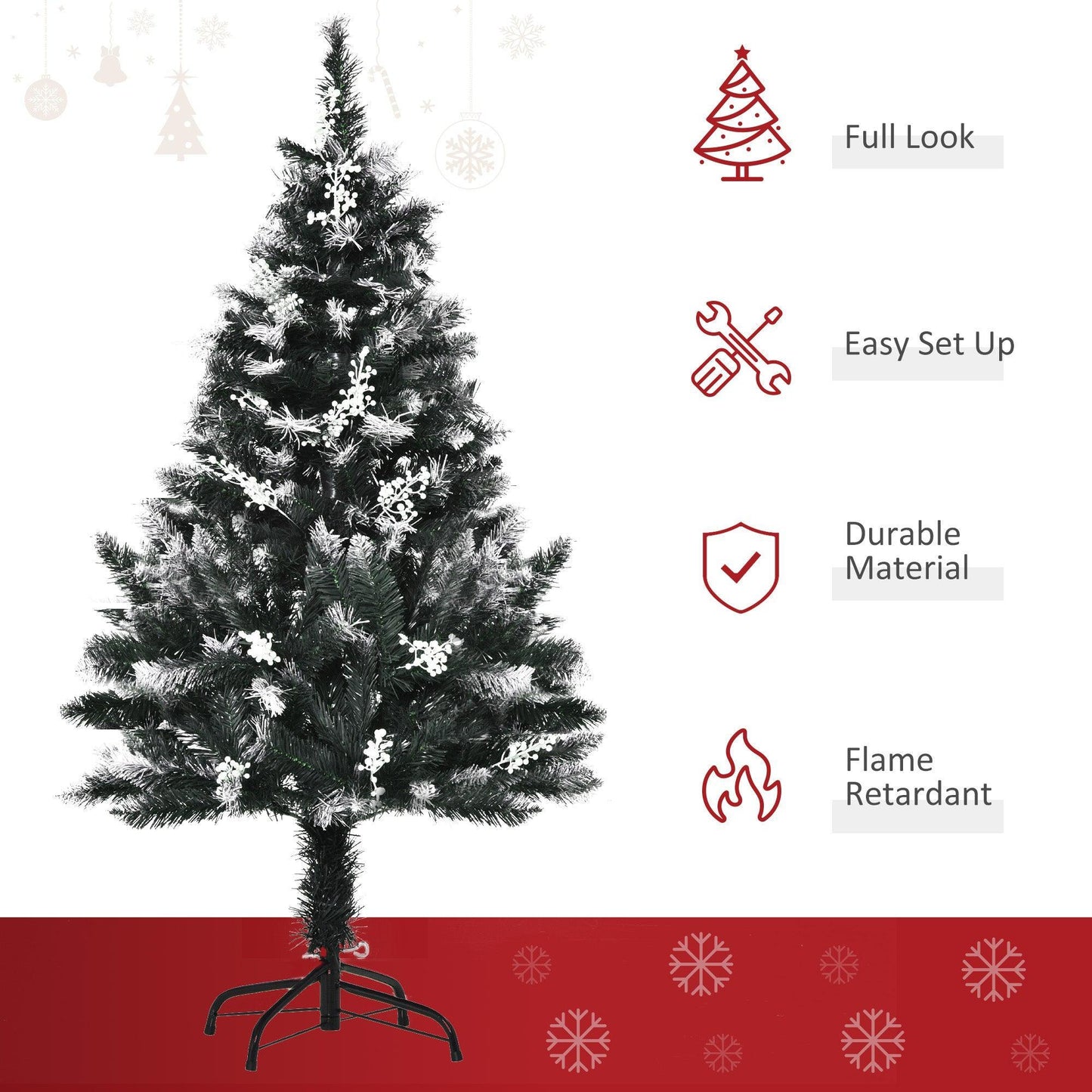 HOMCOM Snow Dipped Pencil Christmas Tree - 4ft - ALL4U RETAILER LTD