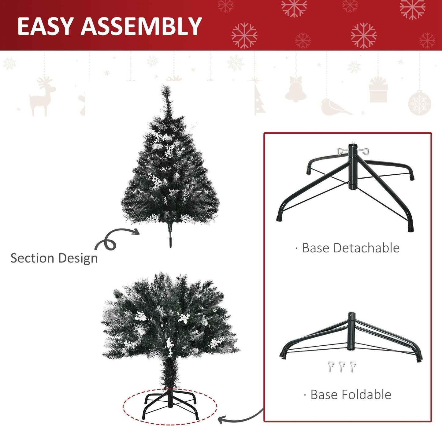 HOMCOM Snow Dipped Pencil Christmas Tree - 4ft - ALL4U RETAILER LTD