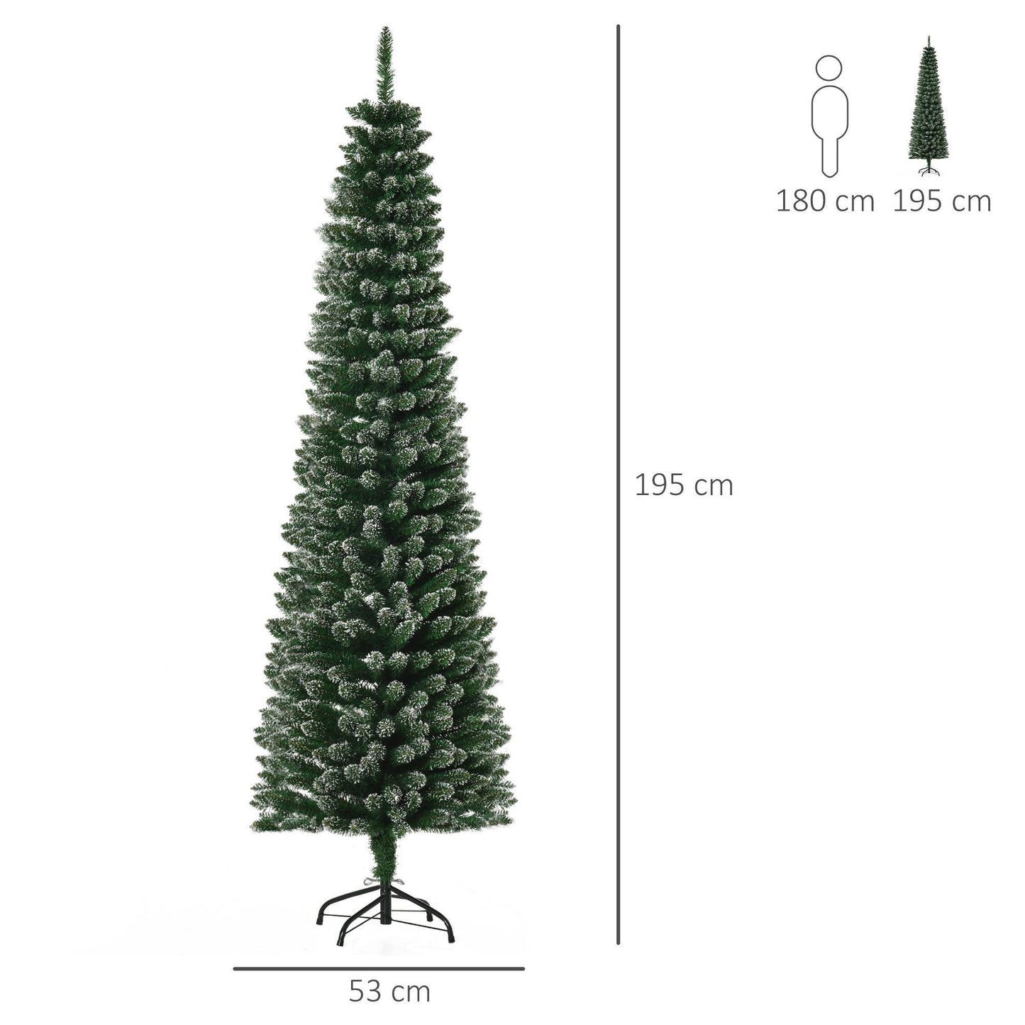 HOMCOM Snow Dipped Xmas Tree- 6.5FT | Simple & Elegant - ALL4U RETAILER LTD