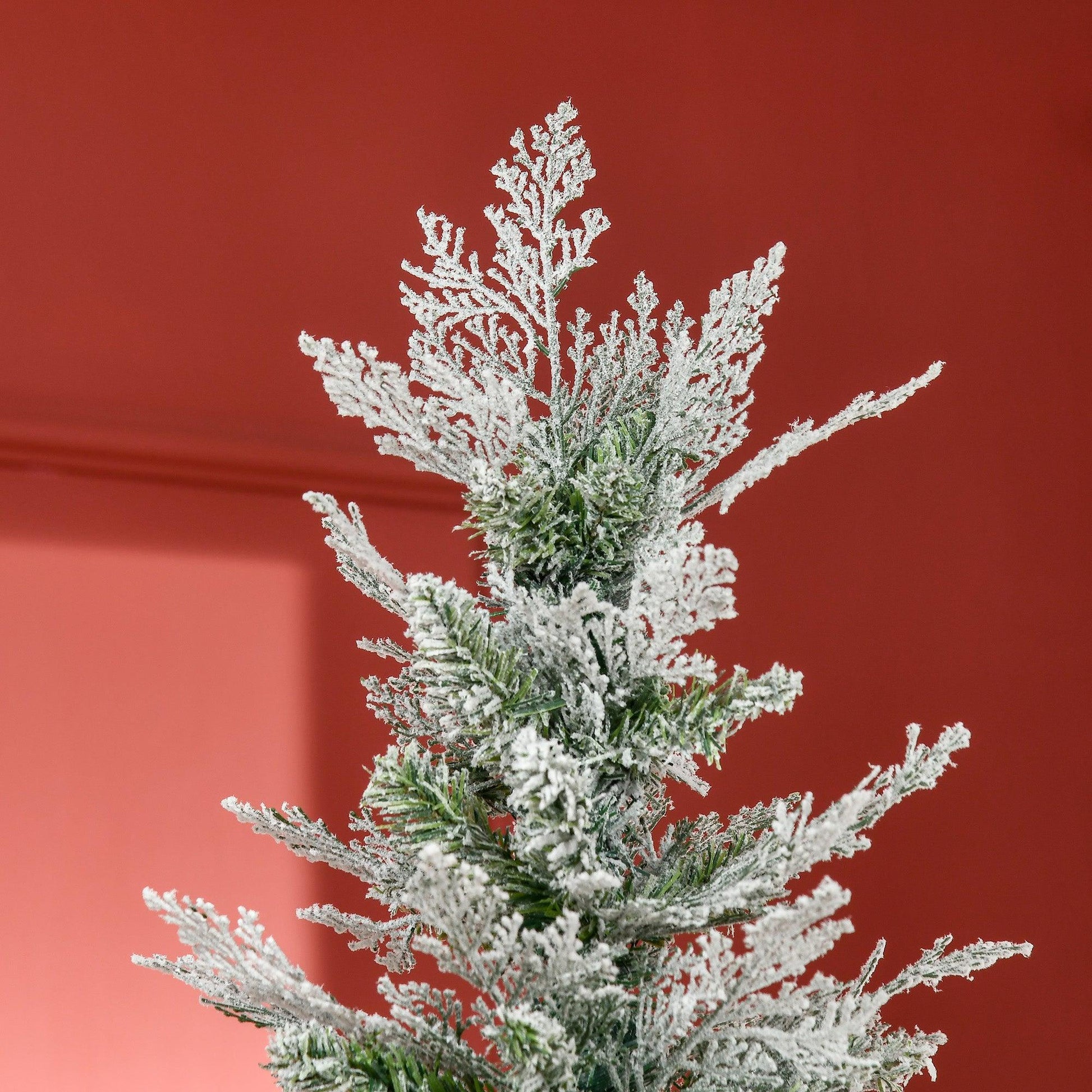 HOMCOM Snow Flocked Pencil Christmas Tree - Realistic Cypress - ALL4U RETAILER LTD