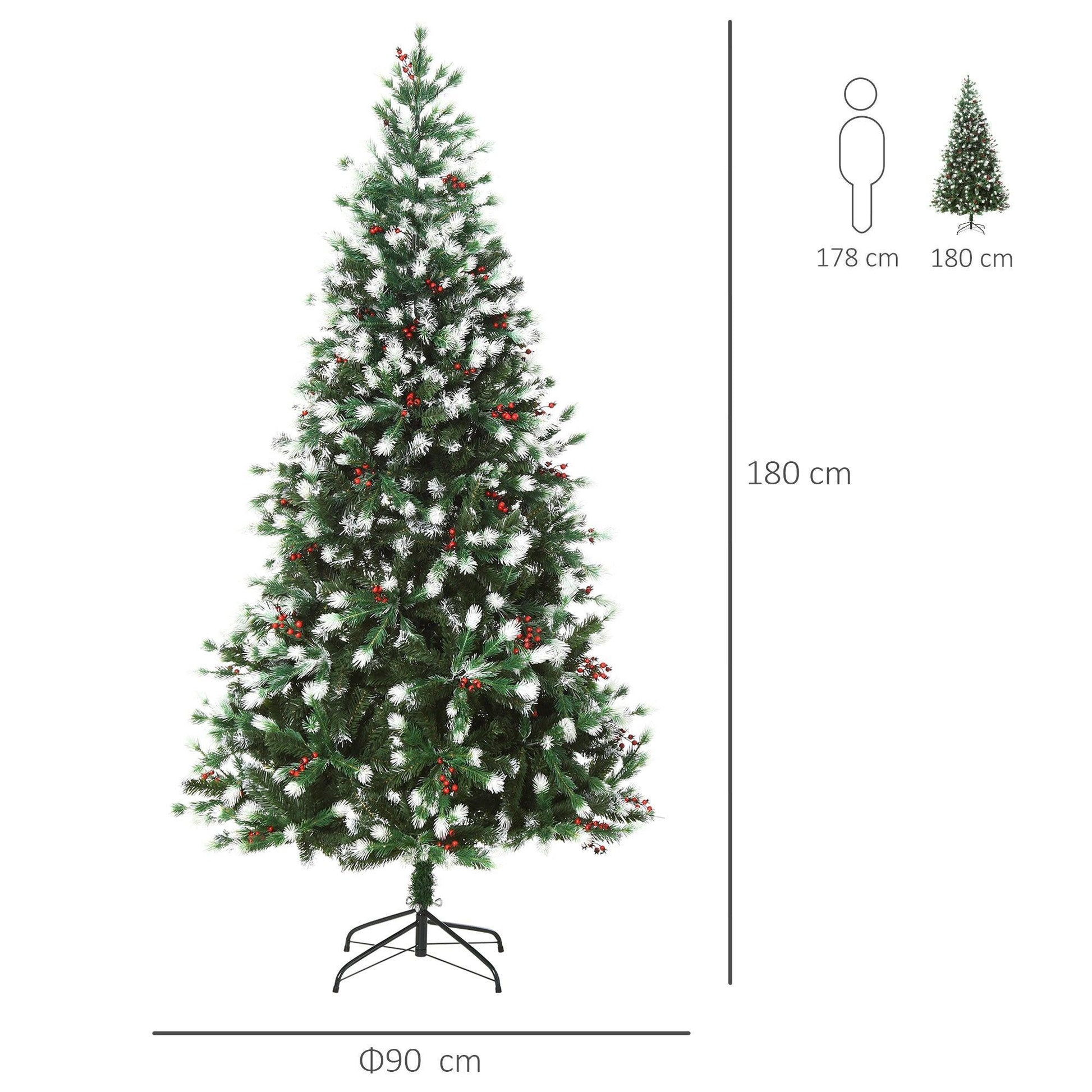 HOMCOM Snow-Flocked Pine Tree: 6ft Holiday Christmas Decor - ALL4U RETAILER LTD