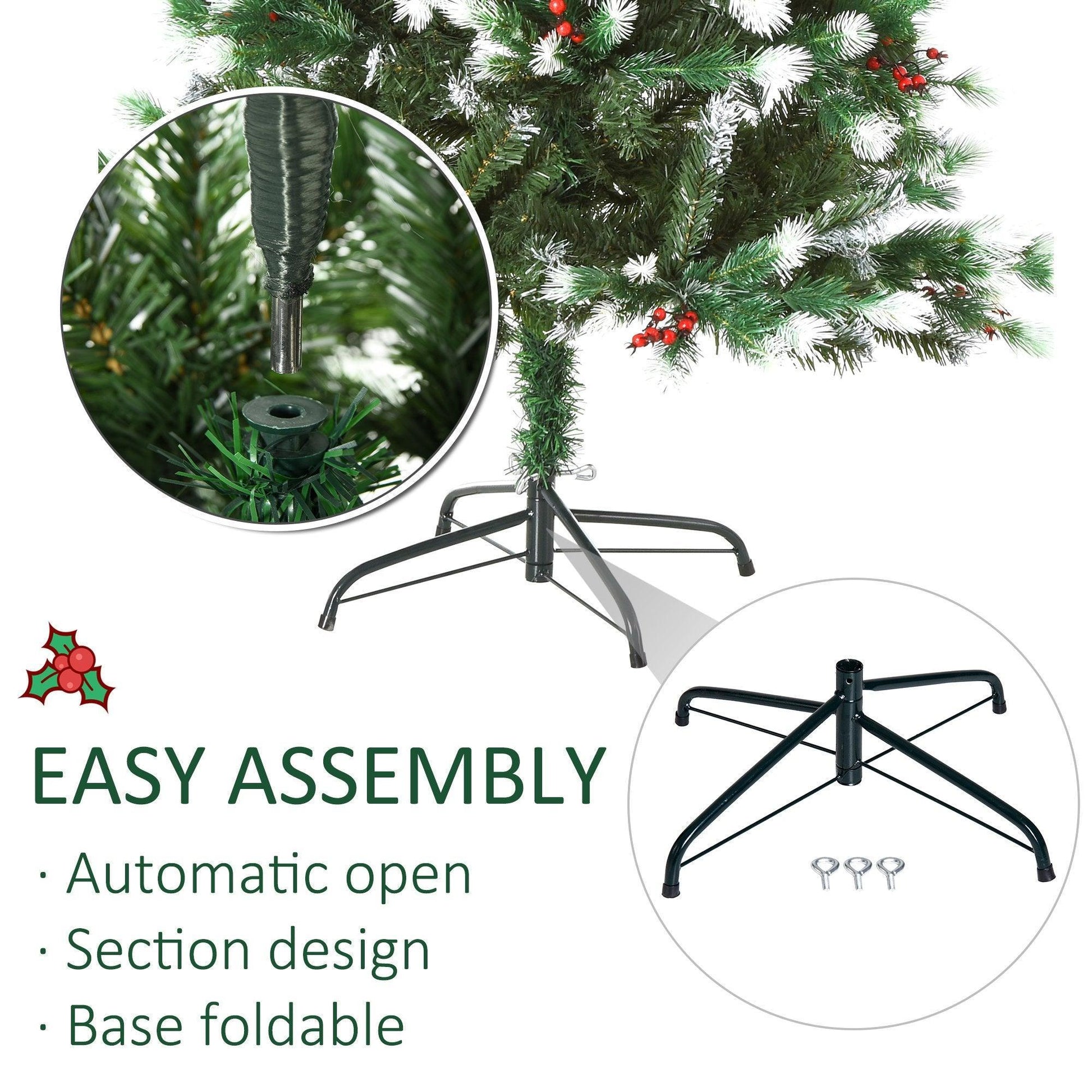 HOMCOM Snow-Flocked Pine Tree: Festive 5ft Christmas Decor - ALL4U RETAILER LTD