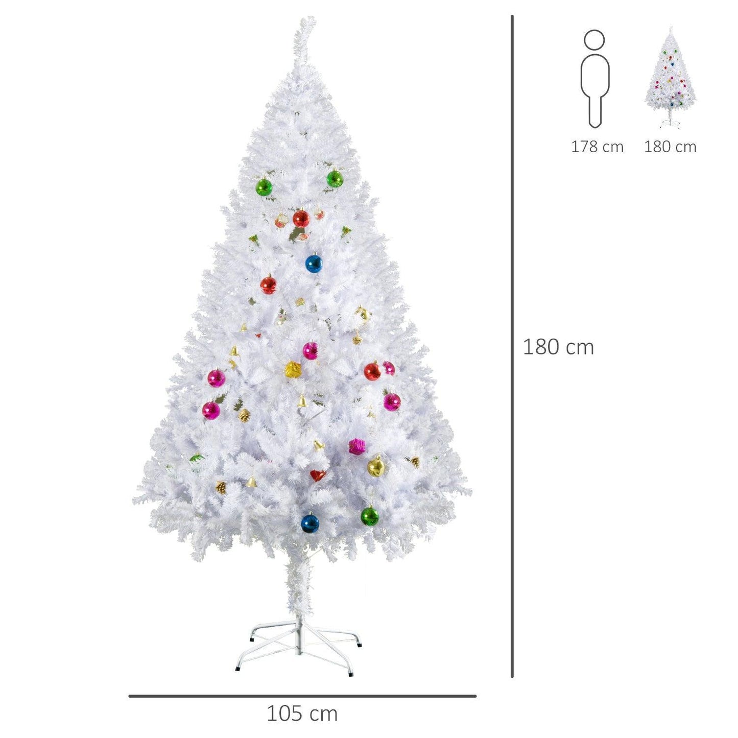 HOMCOM Snowy Christmas Tree - 6ft, Metal Stand - ALL4U RETAILER LTD