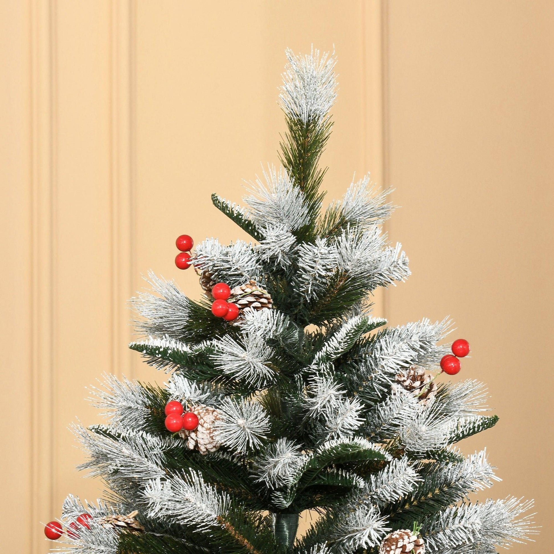 HOMCOM Snowy Christmas Tree with Berries and Pinecones - ALL4U RETAILER LTD