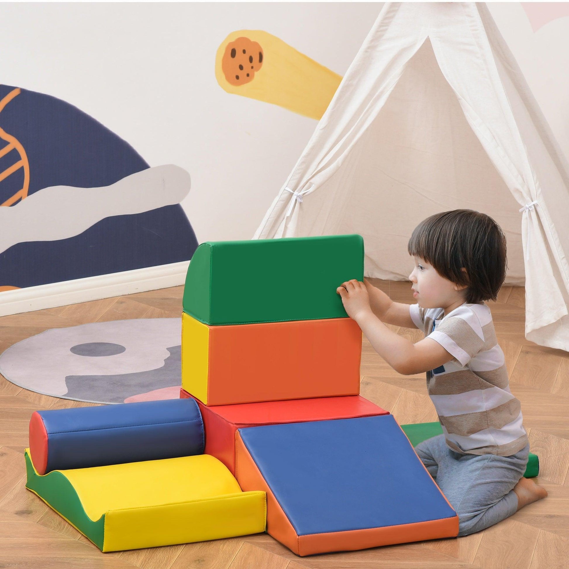 HOMCOM Soft Play Blocks: Build & Learn Toy - ALL4U RETAILER LTD