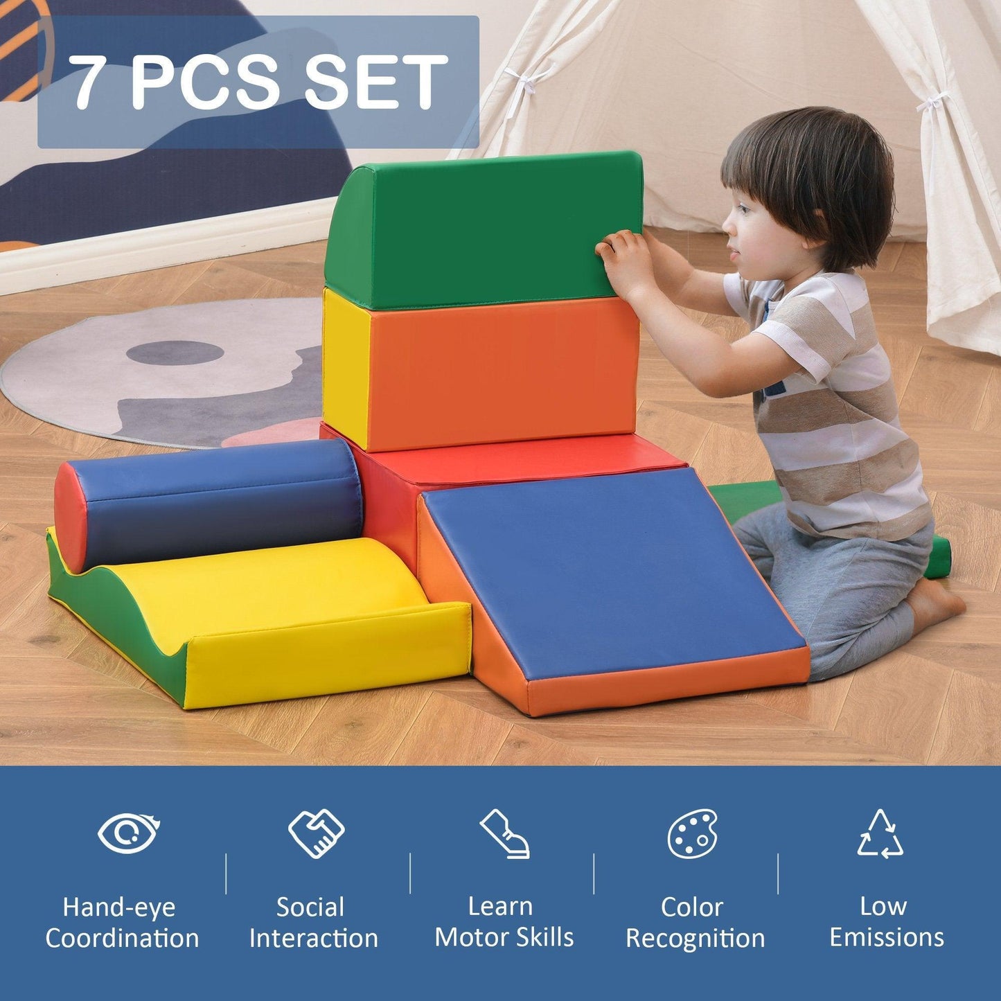 HOMCOM Soft Play Blocks: Build & Learn Toy - ALL4U RETAILER LTD