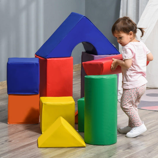 HOMCOM Soft Play Blocks for Kids - Foam Building and Stacking Set - ALL4U RETAILER LTD