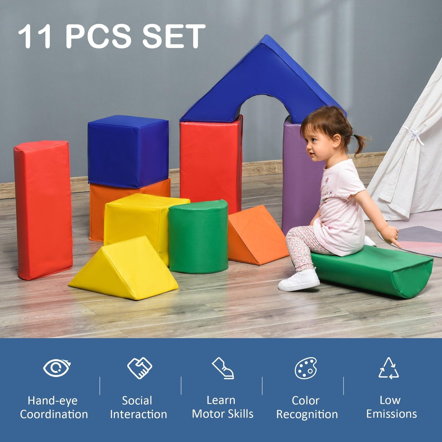 HOMCOM Soft Play Blocks for Kids - Foam Building and Stacking Set - ALL4U RETAILER LTD