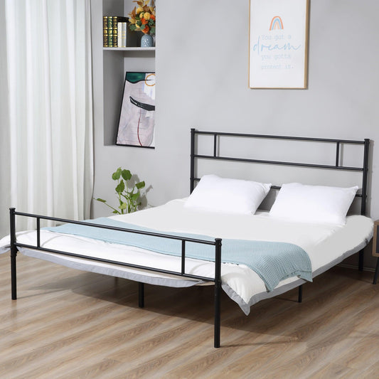 HOMCOM Solid Metal Double Bed Frame with Storage - ALL4U RETAILER LTD