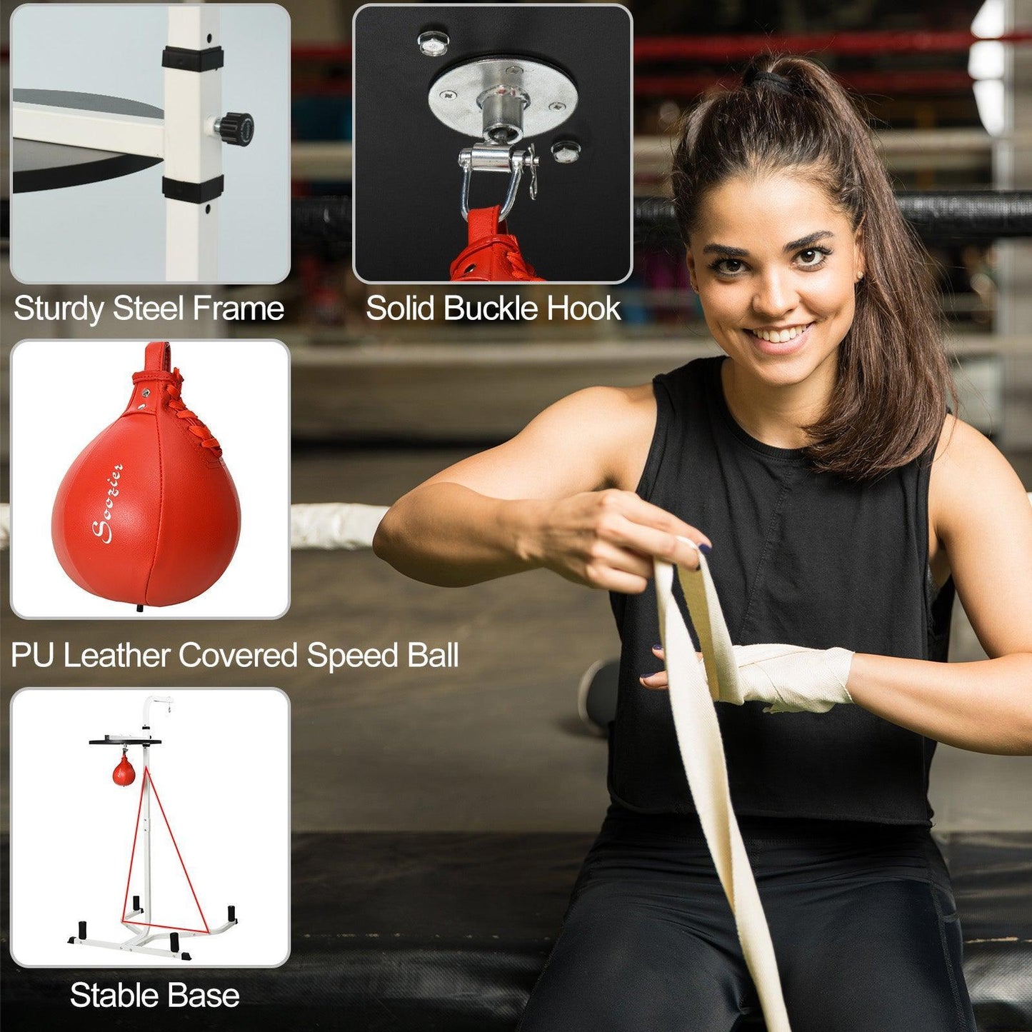 HOMCOM Speed Bag Boxing Platform: Efficient Fitness Stand - ALL4U RETAILER LTD