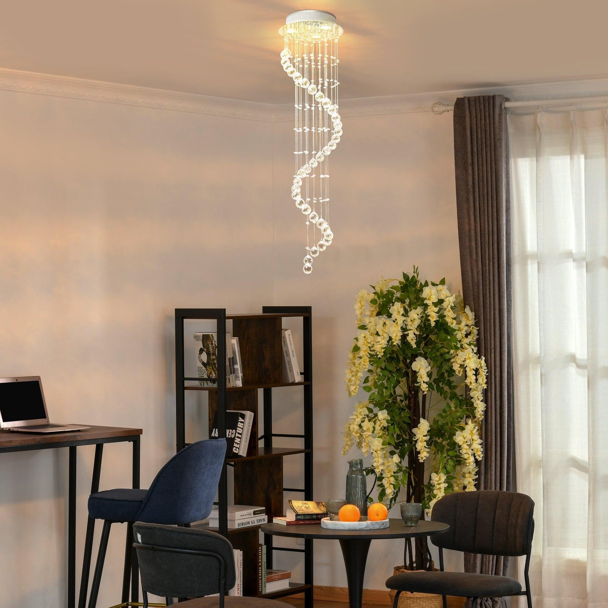 HOMCOM Spiral Crystal Chandelier with 160 Octagon Crystals - ALL4U RETAILER LTD