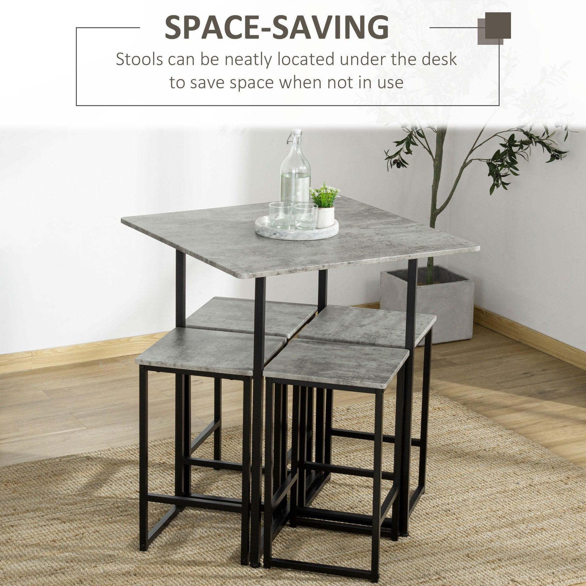 HOMCOM Square Bar Table Set: Stylish 4-Seater Kitchen Set - ALL4U RETAILER LTD