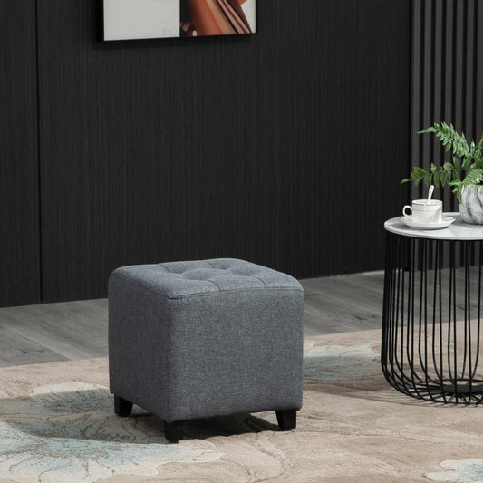 HOMCOM Square Ottoman Footstool - Stylish Grey - ALL4U RETAILER LTD