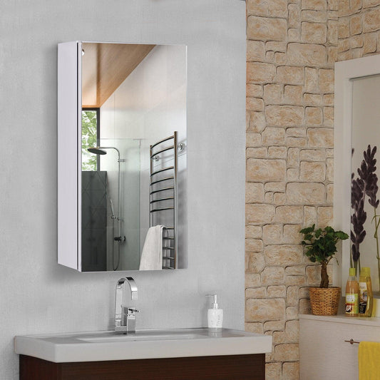 HOMCOM Stainless Steel Bathroom Mirror Storage Cabinet - ALL4U RETAILER LTD