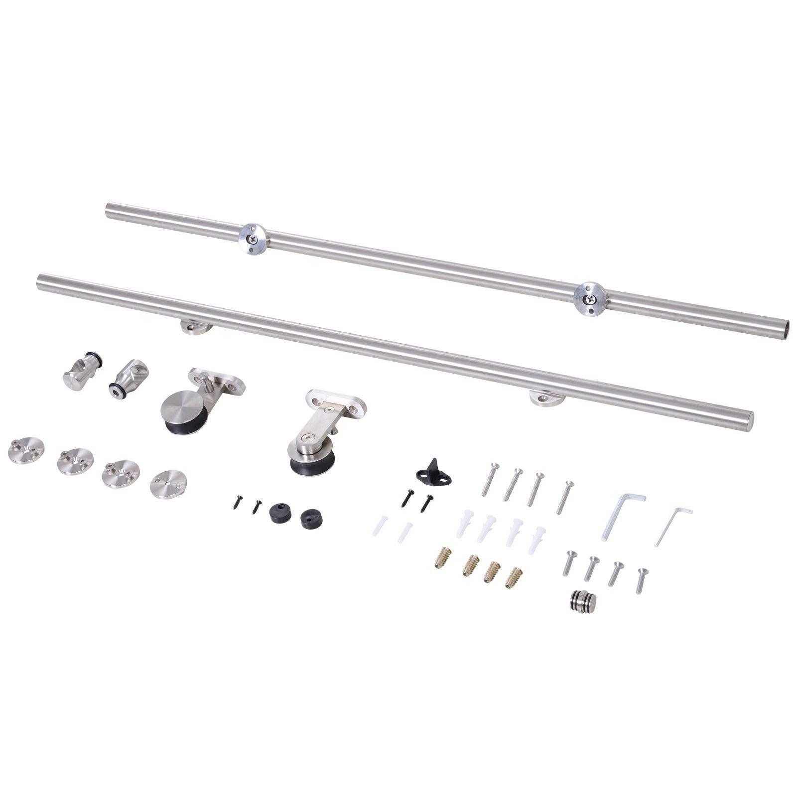 HOMCOM Stainless Steel Sliding Door Kit - Silver - ALL4U RETAILER LTD