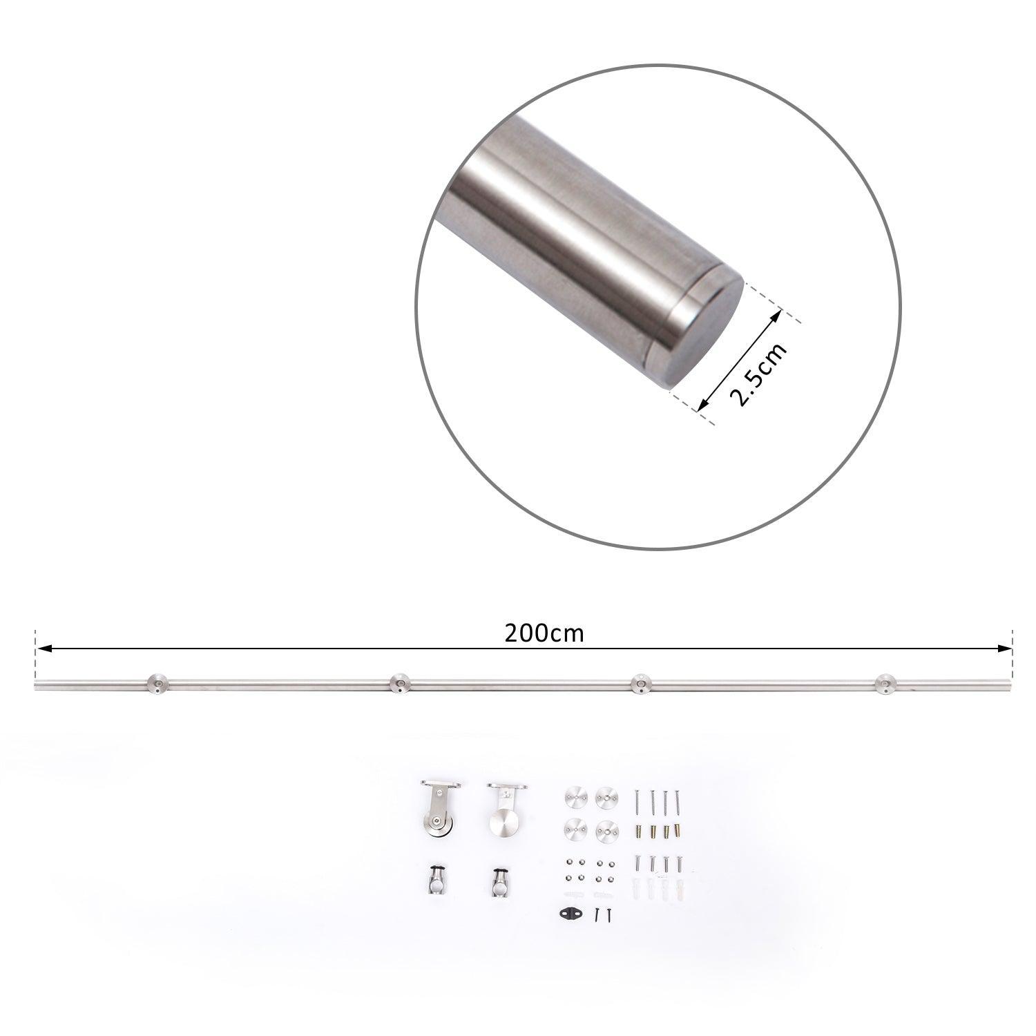 HOMCOM Stainless Steel Sliding Door Kit - Silver - ALL4U RETAILER LTD