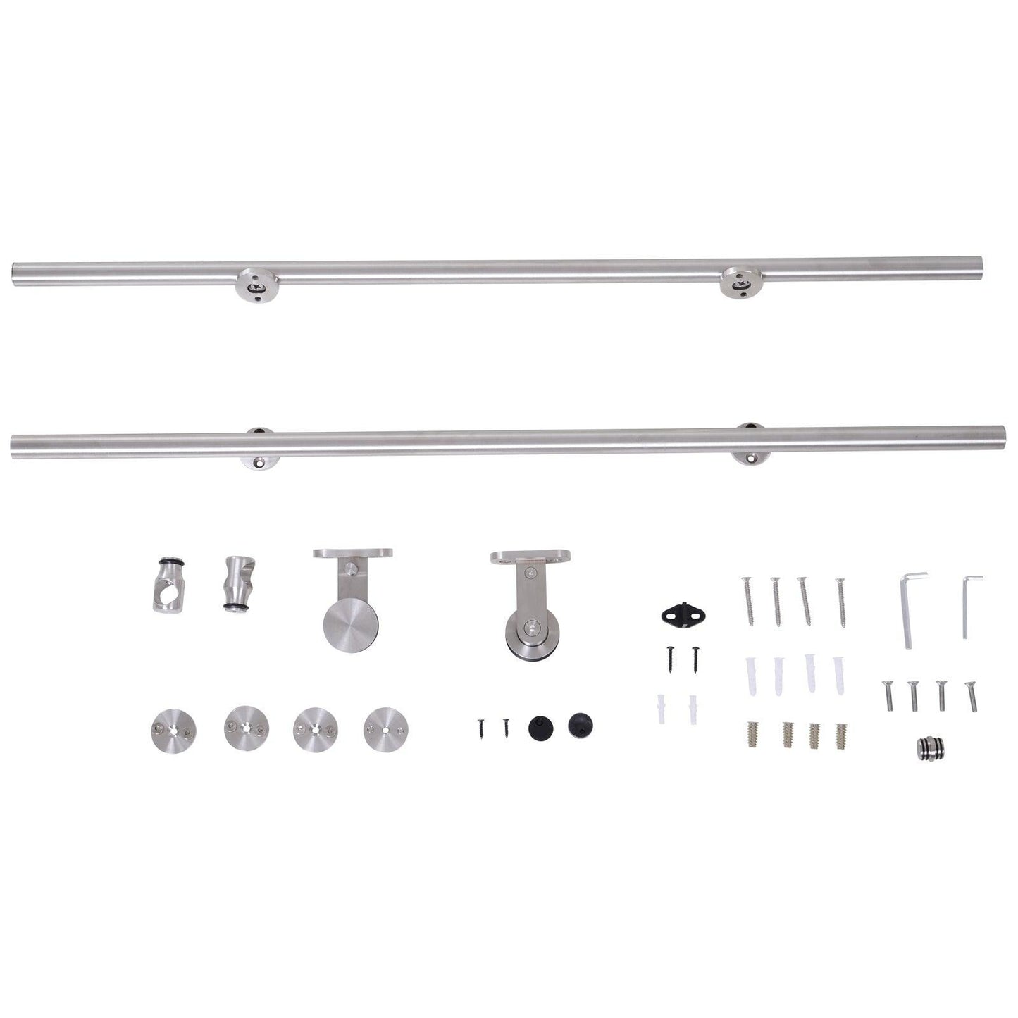 HOMCOM Stainless Steel Sliding Door Kit - Silver - ALL4U RETAILER LTD