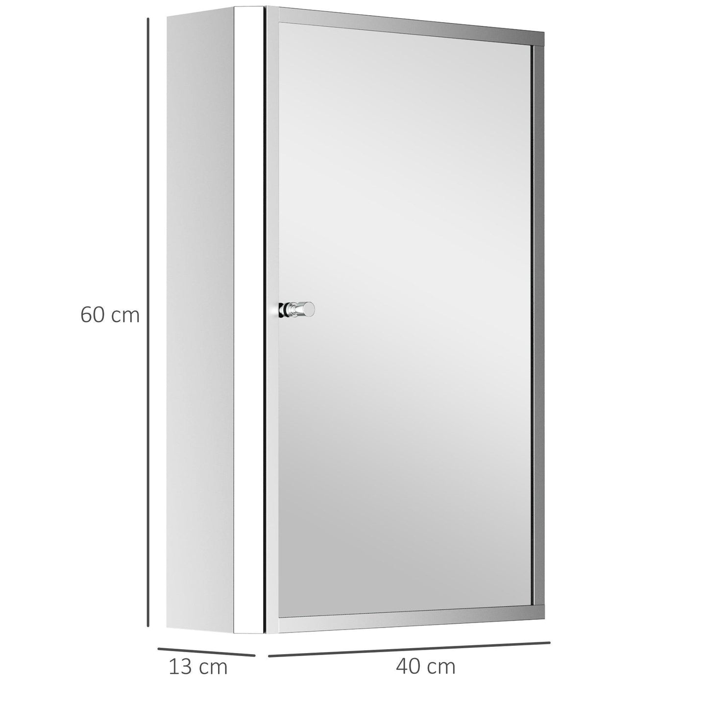 HOMCOM Stainless Steel Wall Mirror Cabinet - 60x40x13cm - ALL4U RETAILER LTD