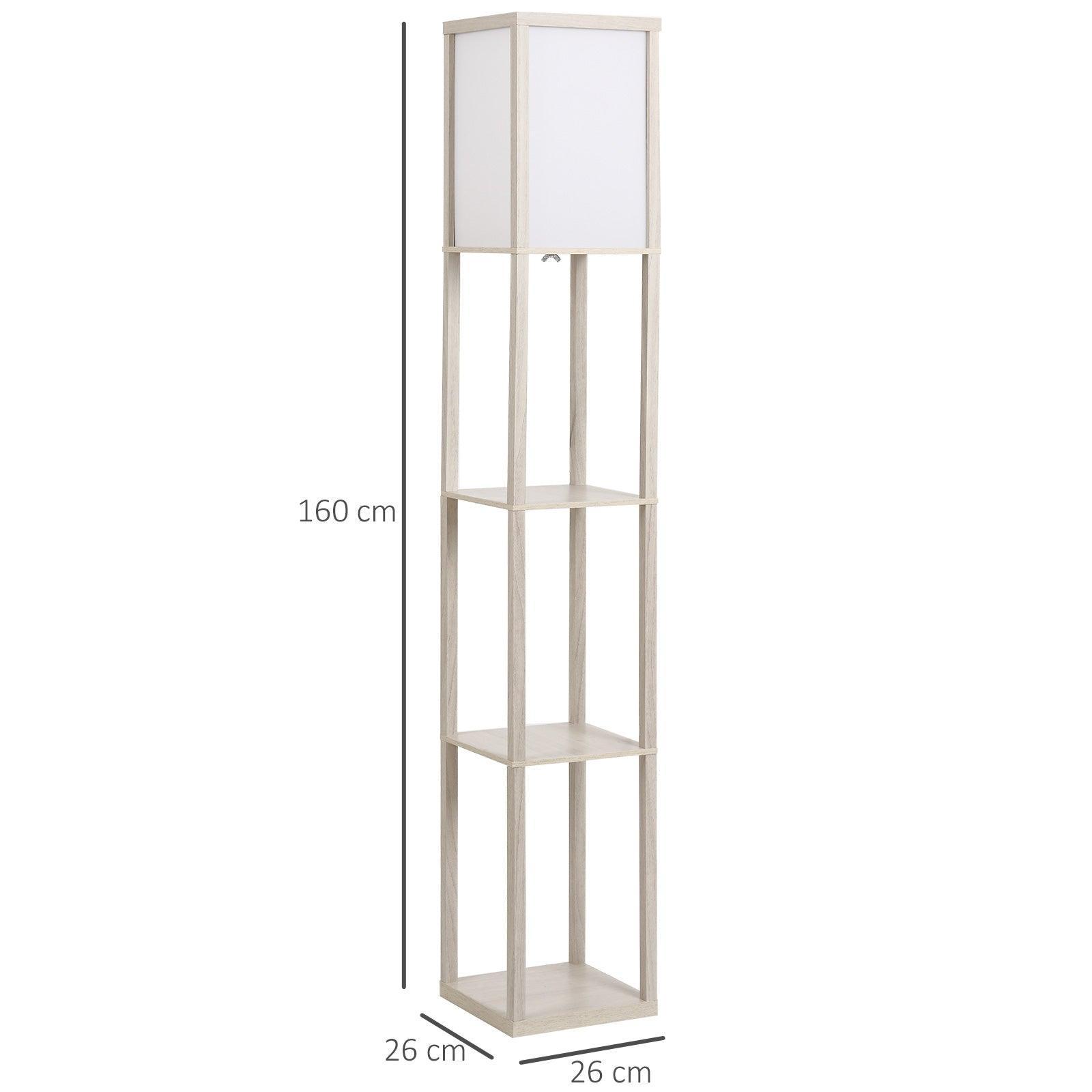 HOMCOM Standing Lamp: Oak Floor Light with Storage - ALL4U RETAILER LTD