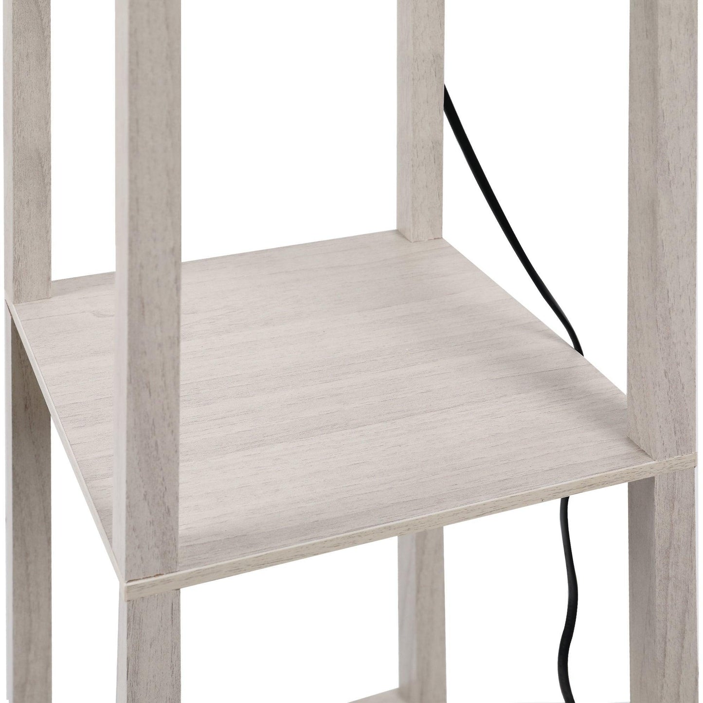 HOMCOM Standing Lamp: Oak Floor Light with Storage - ALL4U RETAILER LTD