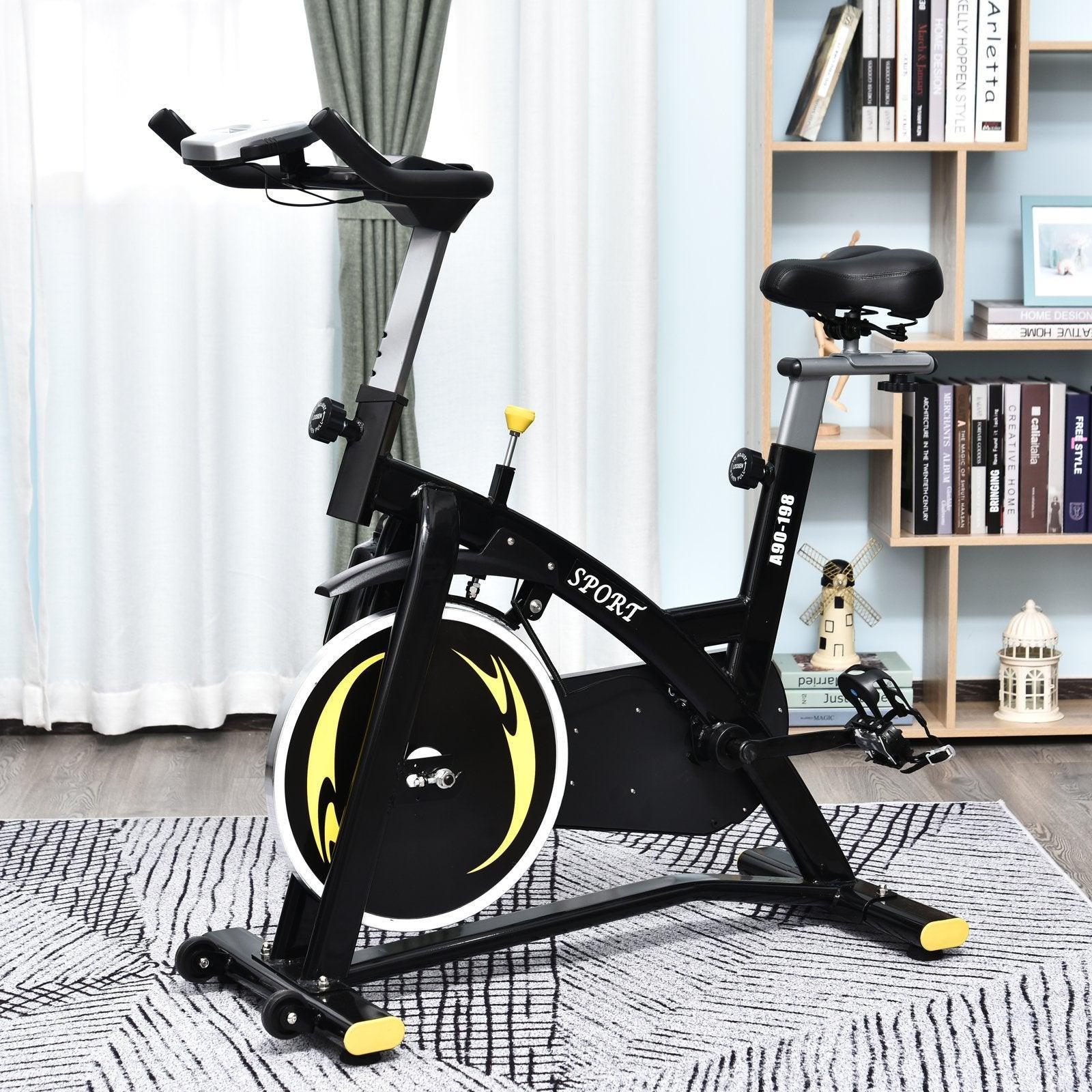 HOMCOM Steel Exercise Bike - Black/Yellow - ALL4U RETAILER LTD