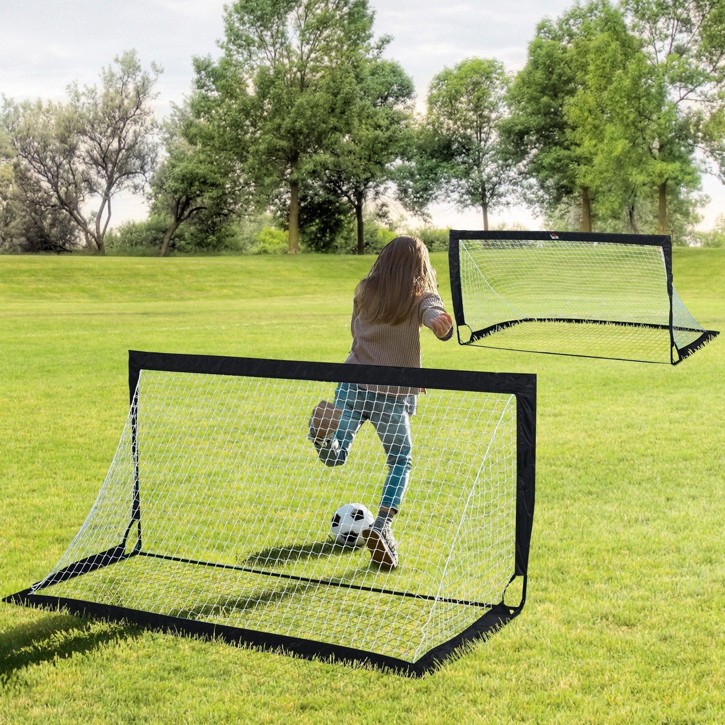 HOMCOM Steel Football Goal - Weather Resistant - ALL4U RETAILER LTD