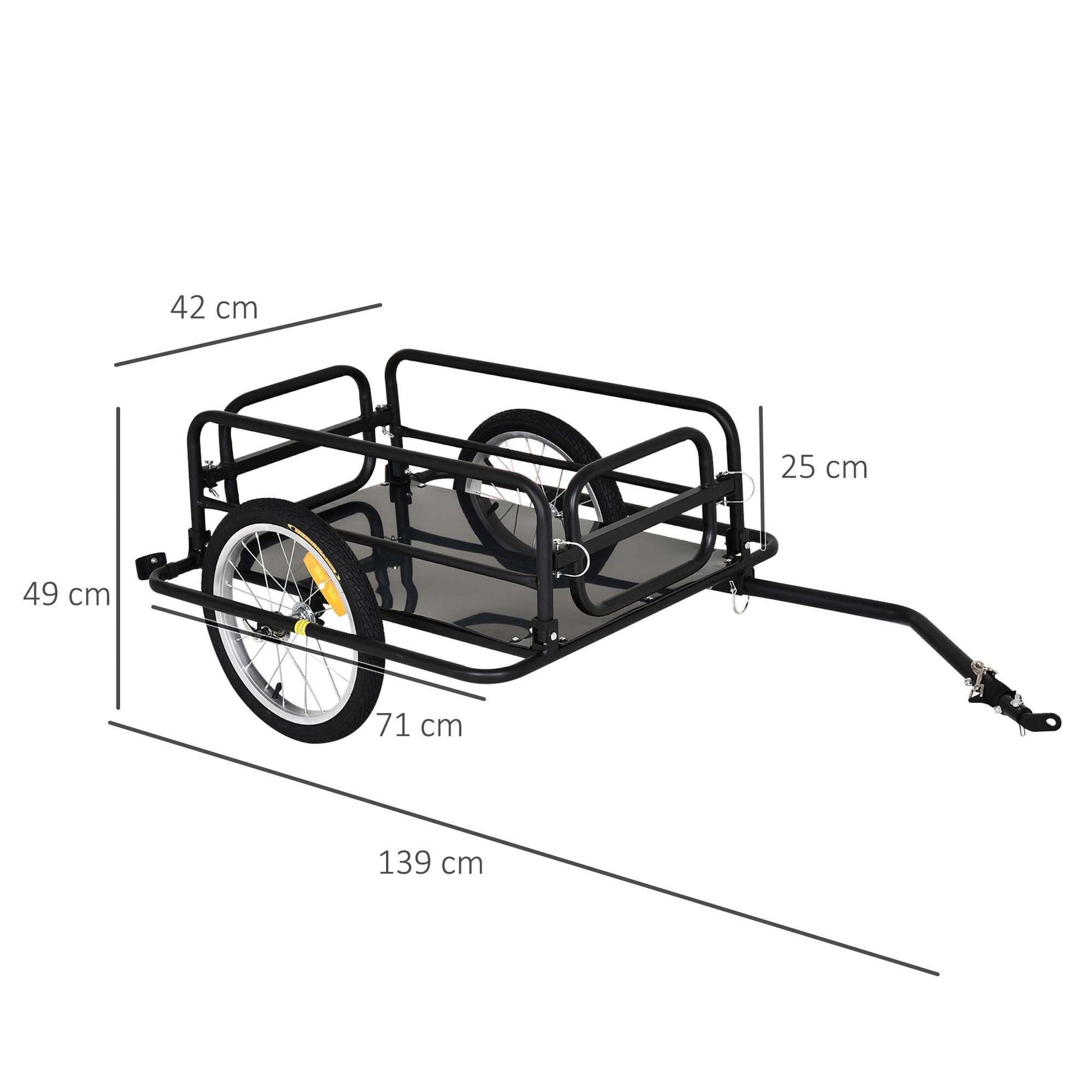 HOMCOM Steel Frame Bike Cargo Trailer - ALL4U RETAILER LTD