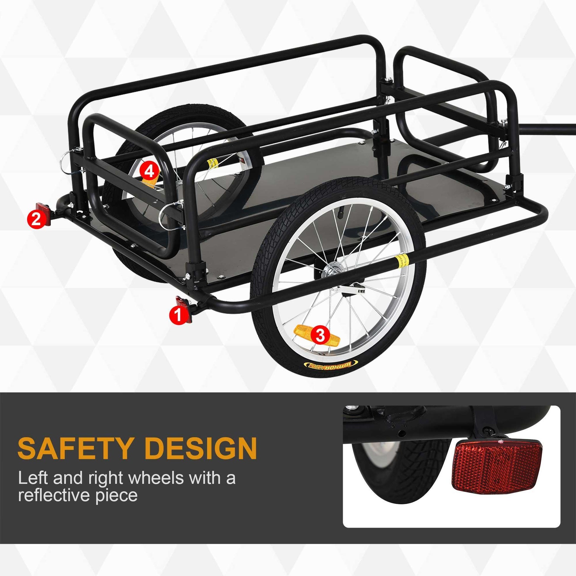 HOMCOM Steel Frame Bike Cargo Trailer - ALL4U RETAILER LTD