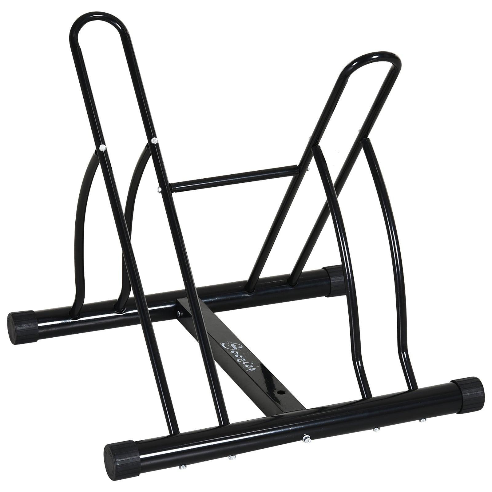 HOMCOM Steel Indoor Bike Rack - Double-Sided, Black - ALL4U RETAILER LTD